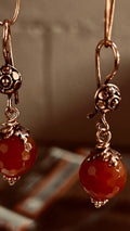 E204 Harvest Collection: Copper wrapped 14mm Carnelian Pumpkins