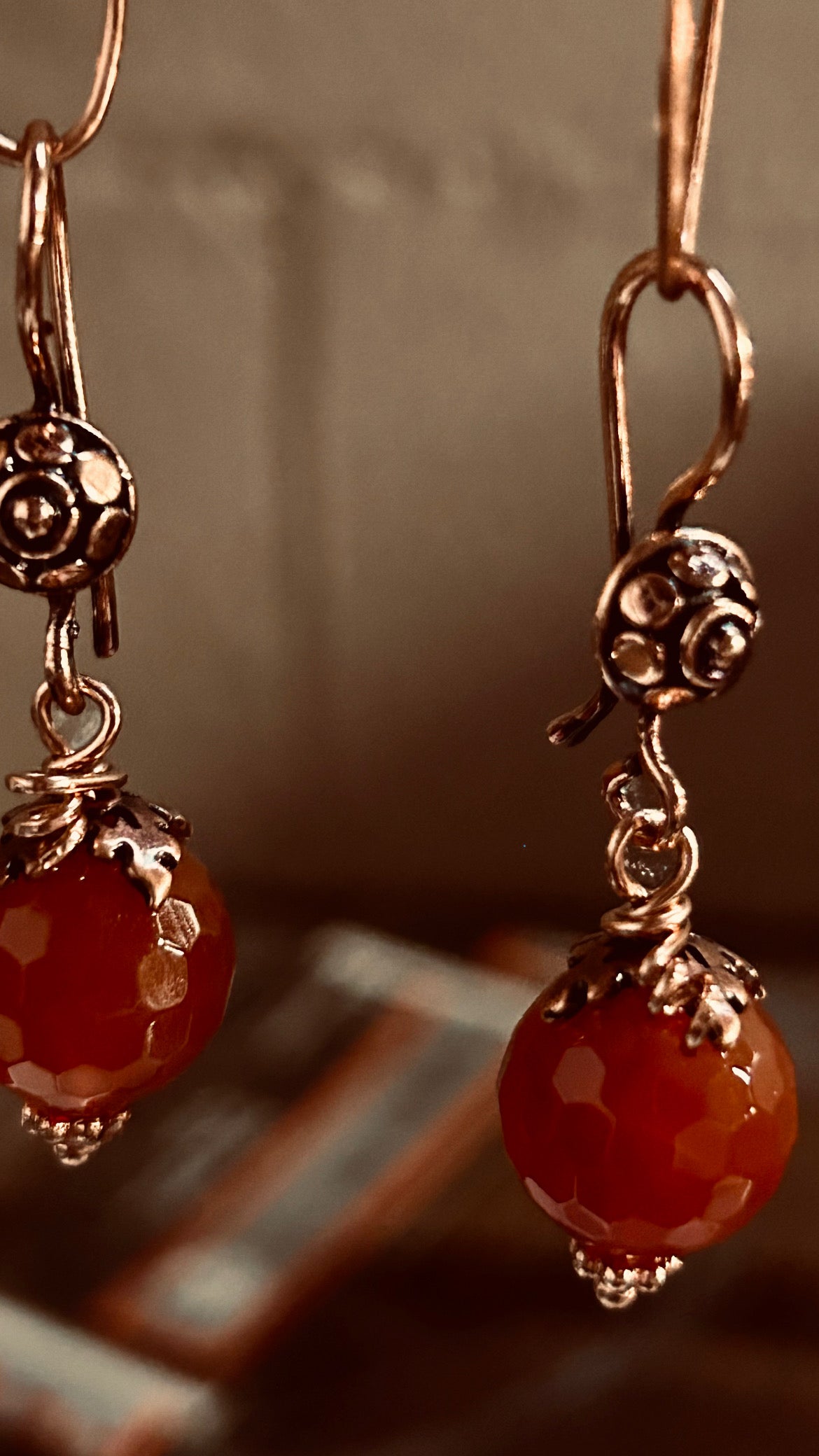 E204 Harvest Collection: Copper wrapped 14mm Carnelian Pumpkins